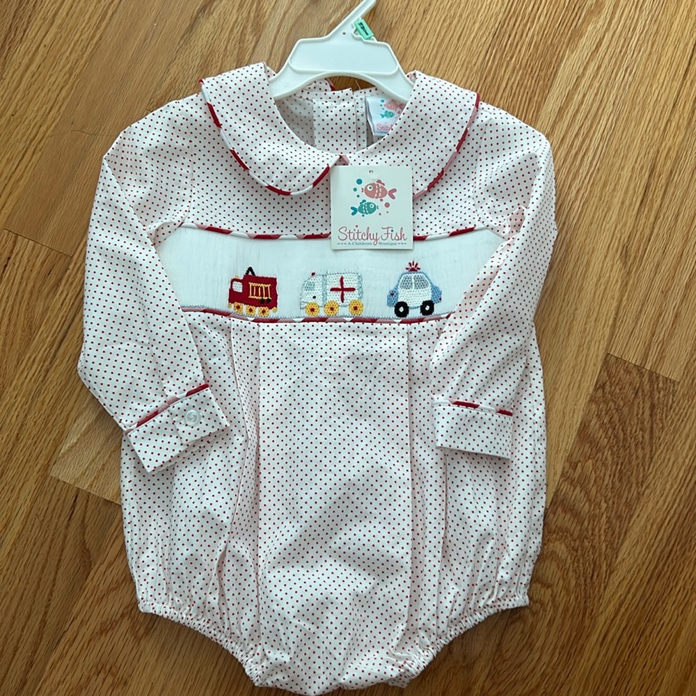 Stitchy fish bubble fire truck outfit